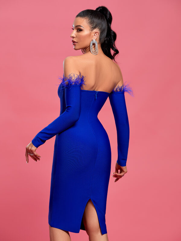 Royal Blue Off Shoulder Bodycon Dress 1