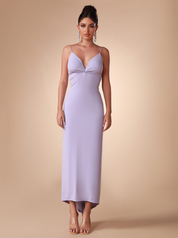 Ruched Backless Sexy Bodycon Dress Purple 4