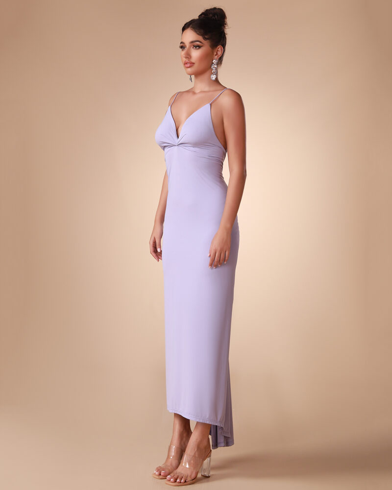 Ruched Backless Sexy Bodycon Dress Purple 5