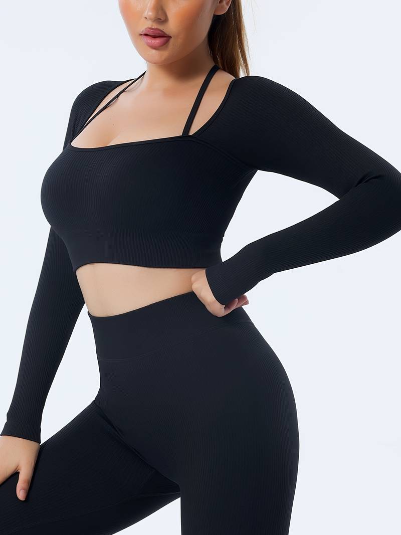 shapeminow Seamless Yoga Leggings Pants and Tops black4 | ShapeMiNow is your go-to store for all kinds of body shapers, dresses, and statement pieces.