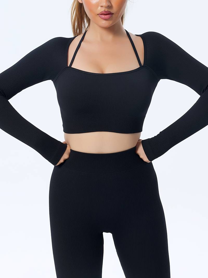 shapeminow Seamless Yoga Leggings Pants and Tops black5 | ShapeMiNow is your go-to store for all kinds of body shapers, dresses, and statement pieces.