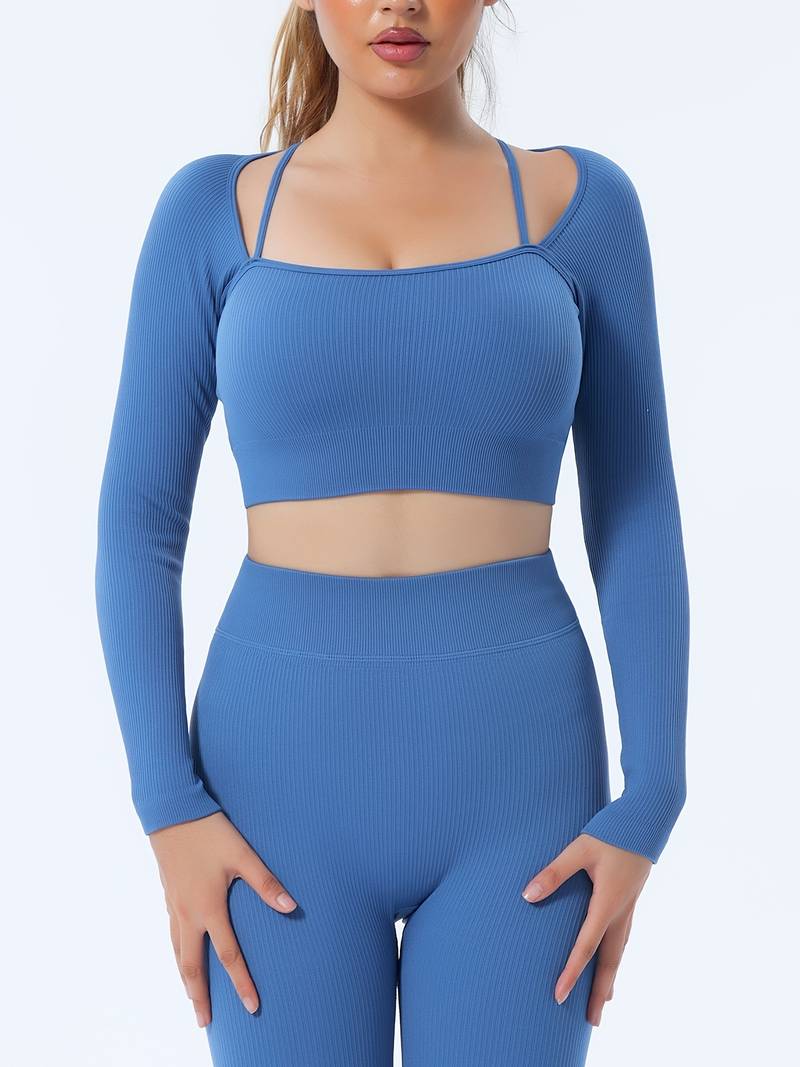 shapeminow Seamless Yoga Leggings Pants and Tops blue6 | ShapeMiNow is your go-to store for all kinds of body shapers, dresses, and statement pieces.