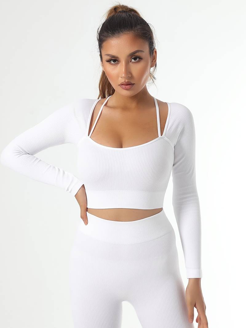 shapeminow Seamless Yoga Leggings Pants and Tops white | ShapeMiNow is your go-to store for all kinds of body shapers, dresses, and statement pieces.