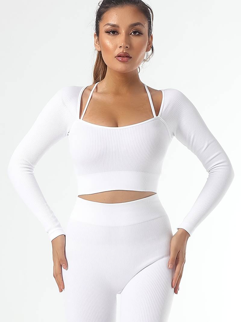shapeminow Seamless Yoga Leggings Pants and Tops white1 | ShapeMiNow is your go-to store for all kinds of body shapers, dresses, and statement pieces.