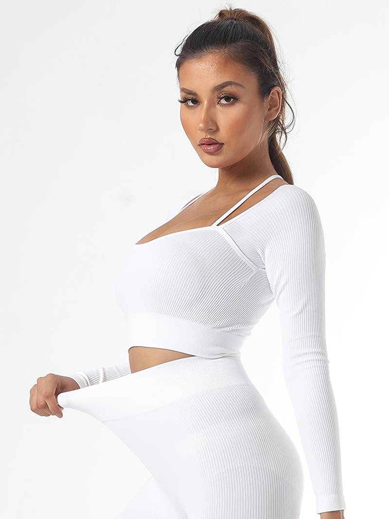 shapeminow Seamless Yoga Leggings Pants and Tops white2 | ShapeMiNow is your go-to store for all kinds of body shapers, dresses, and statement pieces.