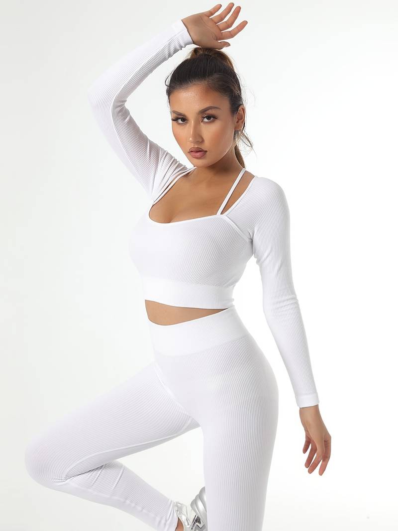 shapeminow Seamless Yoga Leggings Pants and Tops white6 | ShapeMiNow is your go-to store for all kinds of body shapers, dresses, and statement pieces.