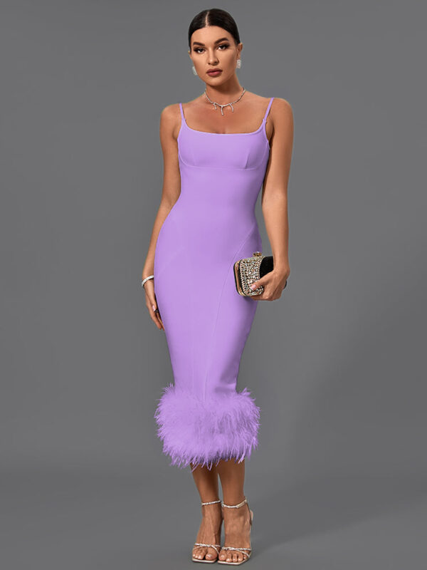 Fashionable Sleeveless Party Bodycon Dress Light Purple 2