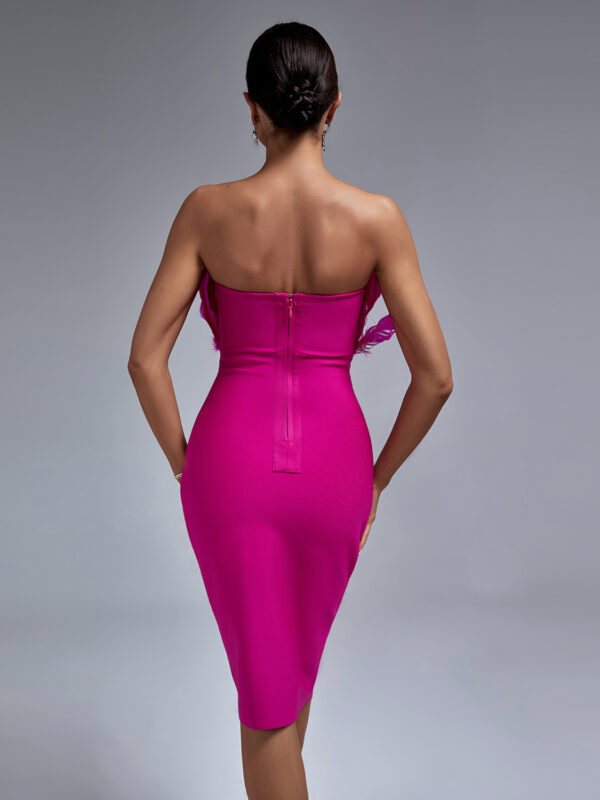 Statement Tube Top Feather Bandage Dress -shapeminow 5