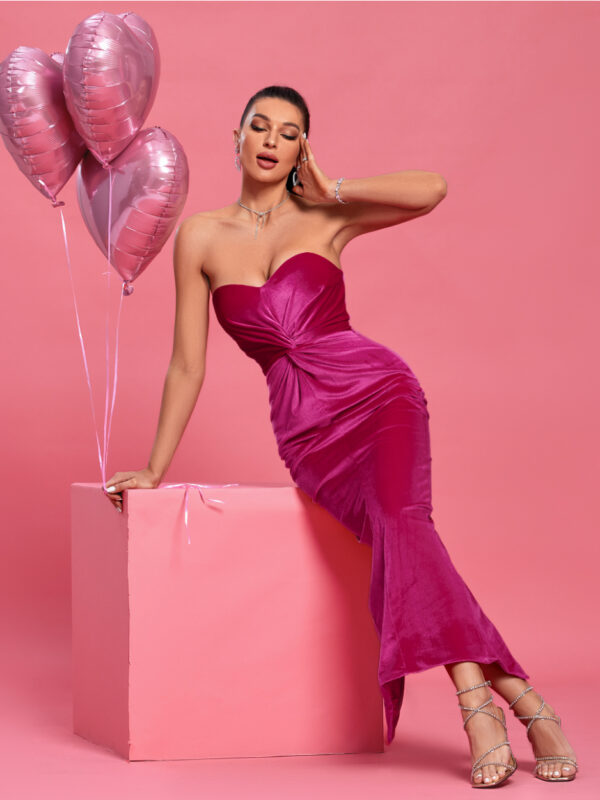 Strapless Velvet Evening Tube Dress 1