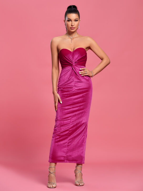 Strapless Velvet Evening Tube Dress 4