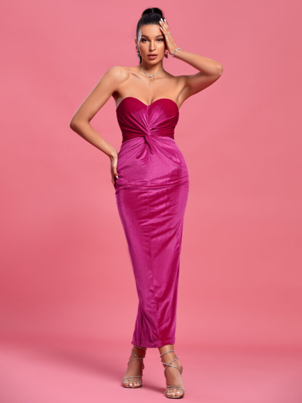 Strapless Velvet Evening Tube Dress 5