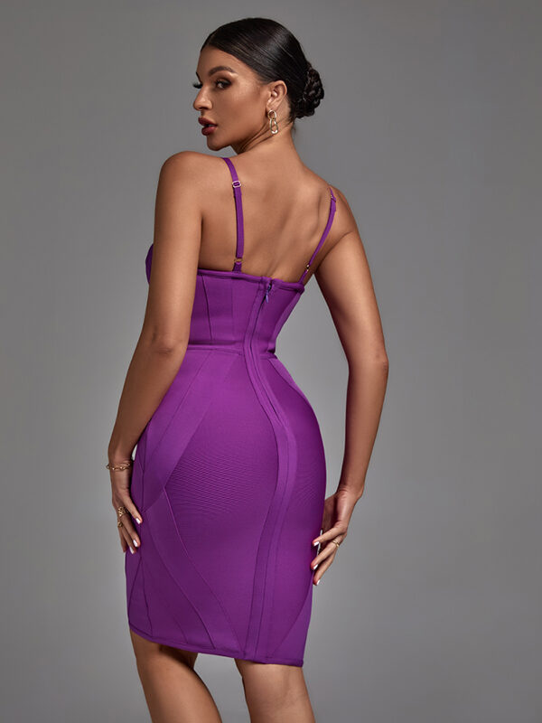 Trendy Strappy Midi Bandage Dress Purple 5