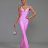 Elegant Stripe Women Bandage Jumpsuit Light Pink 1