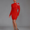 Tassel Diamonds Backless Bandage Dress Red 1