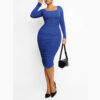 Pleated In-Built Bodycon Dress 9 shapeminow Trifactor Pleated In Built Shapewear Dress 111 16 | ShapeMiNow is your go-to store for all kinds of body shapers, dresses, and statement pieces.