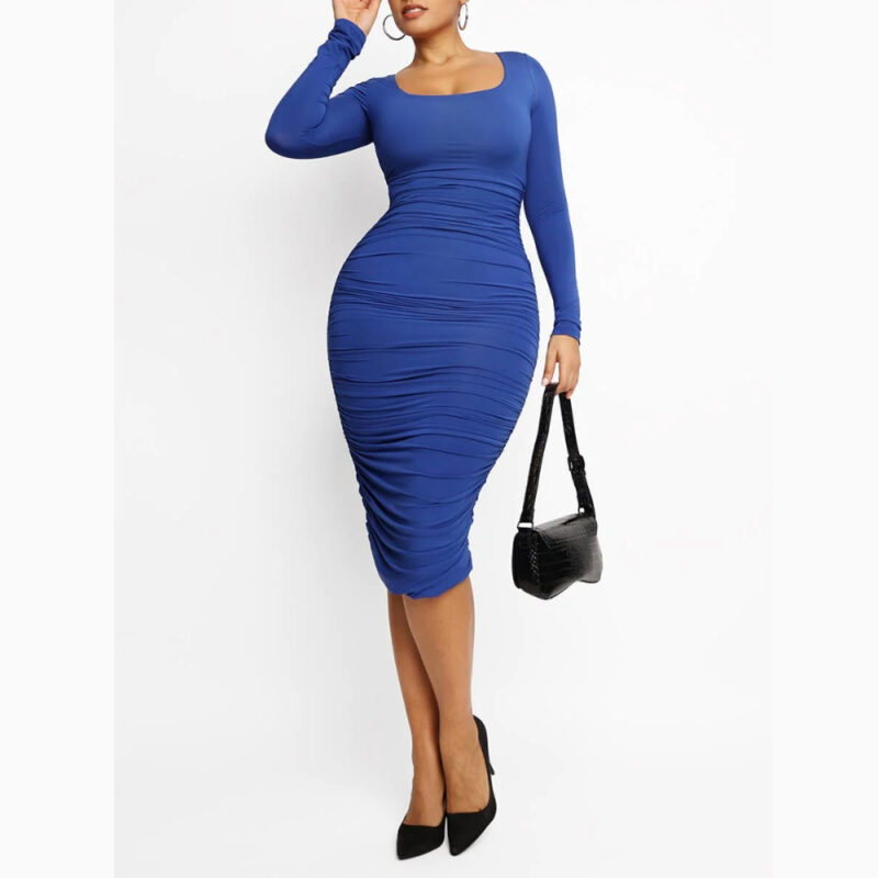 shapeminow Trifactor Pleated In Built Shapewear Dress 111 16 | ShapeMiNow is your go-to store for all kinds of body shapers, dresses, and statement pieces.