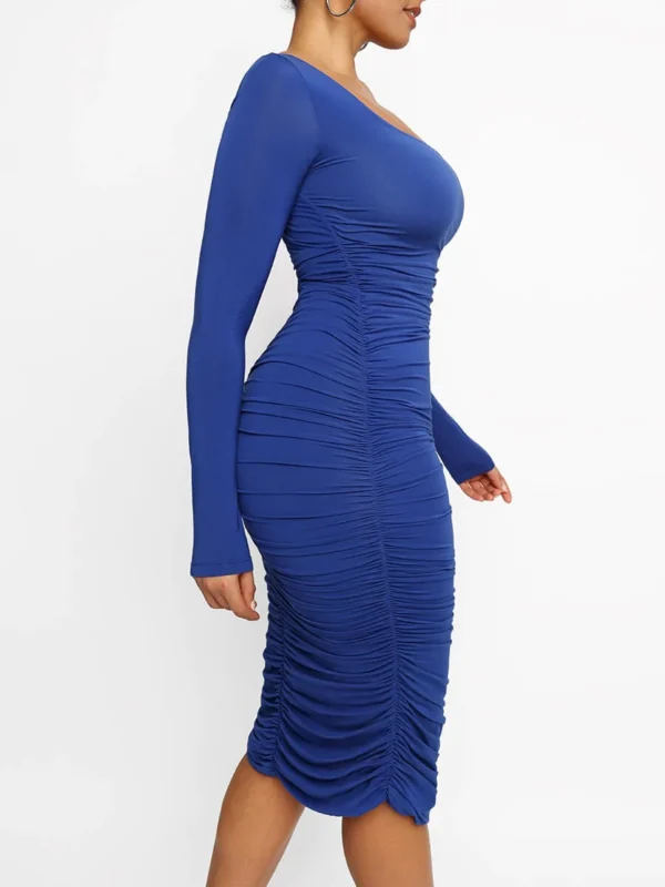 Trifactor Pleated In-Built Shapewear Dress-shapeminow