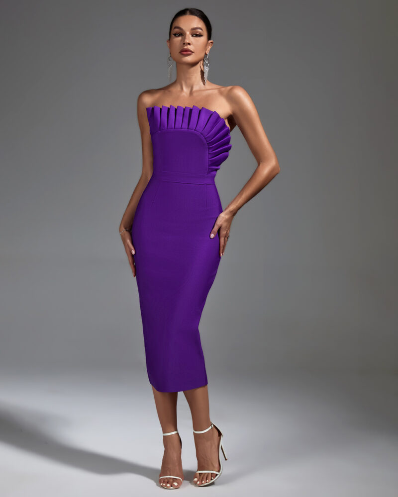 shapeminow Tube Pleated Midi Cocktail Bandage Dress2 | ShapeMiNow is your go-to store for all kinds of body shapers, dresses, and statement pieces.