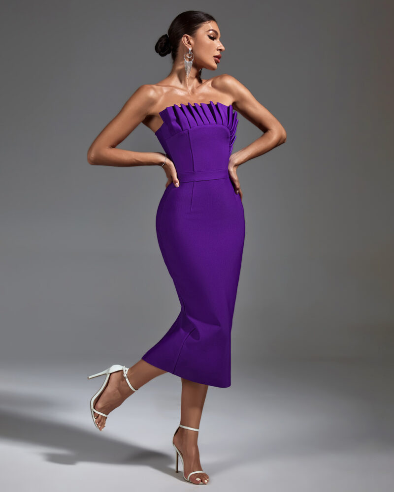 shapeminow Tube Pleated Midi Cocktail Bandage Dress3 | ShapeMiNow is your go-to store for all kinds of body shapers, dresses, and statement pieces.