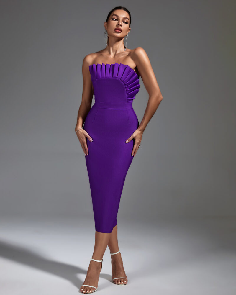shapeminow Tube Pleated Midi Cocktail Bandage Dress5 | ShapeMiNow is your go-to store for all kinds of body shapers, dresses, and statement pieces.