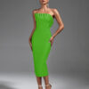 Tube Pleated Midi Cocktail Bandage Dress 8 Tube Pleated Midi Cocktail Bandage Dress