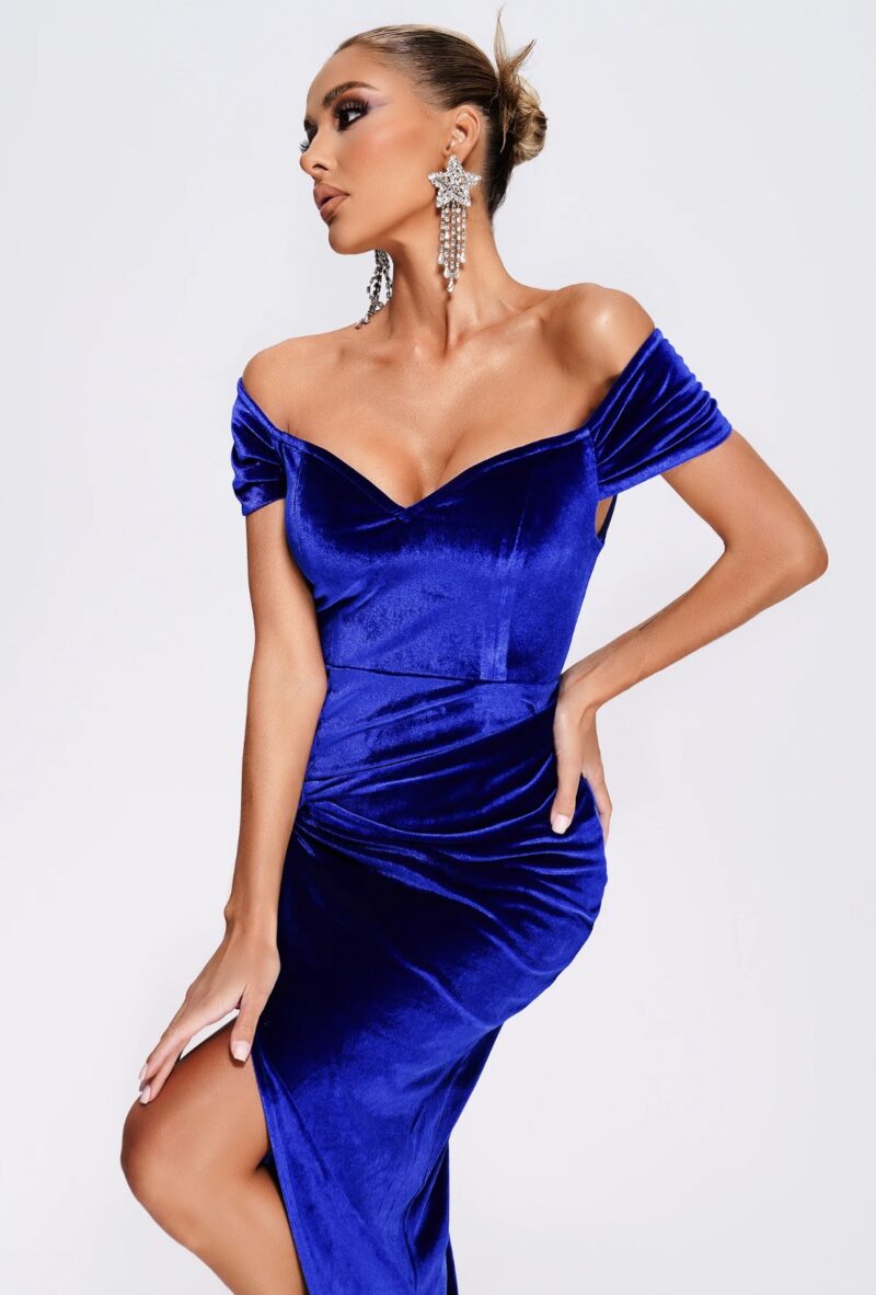 shapeminow Velvet High Slit Maxi Prom Dress1 | ShapeMiNow is your go-to store for all kinds of body shapers, dresses, and statement pieces.