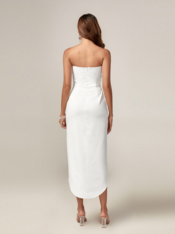 White Strapless Party Bodycon Dress White 6