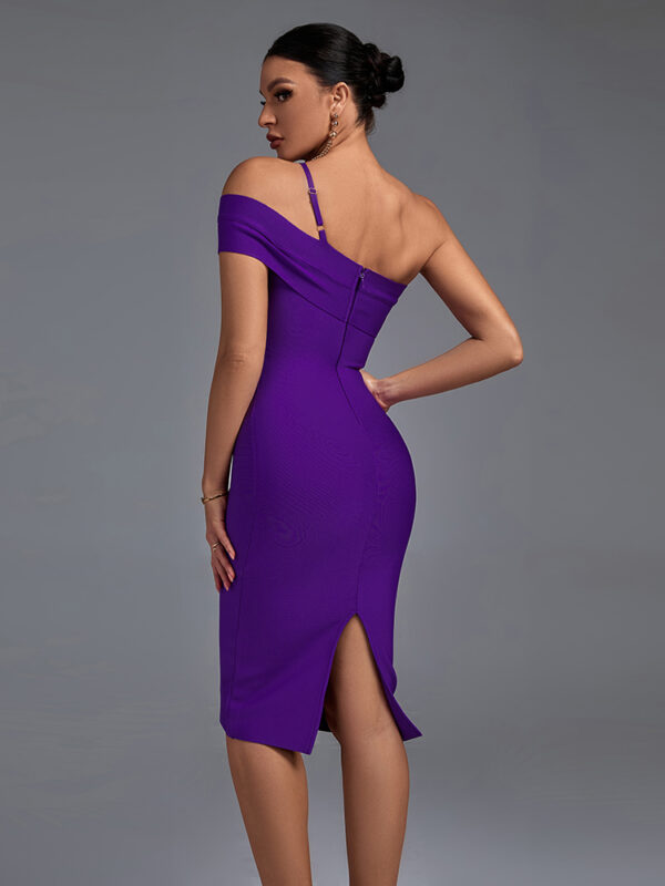 Women's One Shoulder Sleeveless Bandage Dress Purple 2
