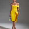 Yellow Off Shoulder Ruffled Midi Dress 9 Yellow Off Shoulder Ruffled Midi Dress 2