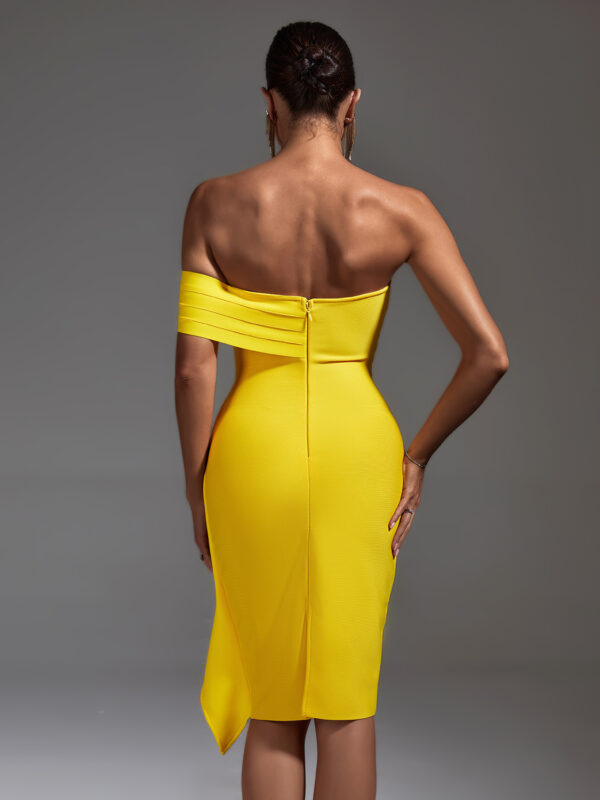 Yellow Off Shoulder Ruffled Midi Dress 6
