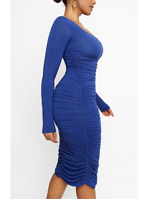 Trifactor Pleated In-Built Shapewear Dress-shapeminow