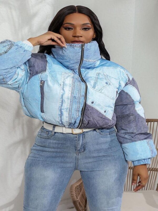 Leona Denim Print Cotton Coat Jacket