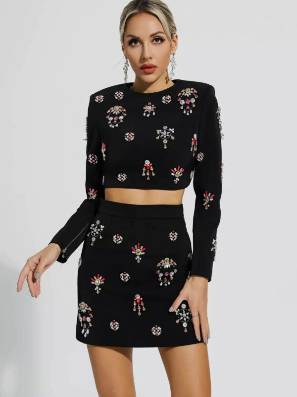 2 Piece Crystal Embellished Outfit Set 1