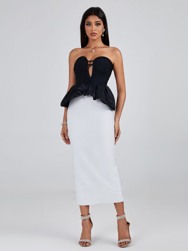 Black-White Ruffle Bandage Dress 2