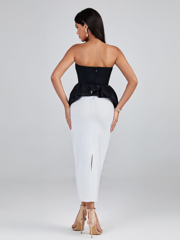 Black-White Ruffle Bandage Dress 5