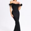 Sofia Feather Off-Shoulder Bandage Set 13 Black Feather Off-Shoulder Bandage Set 1