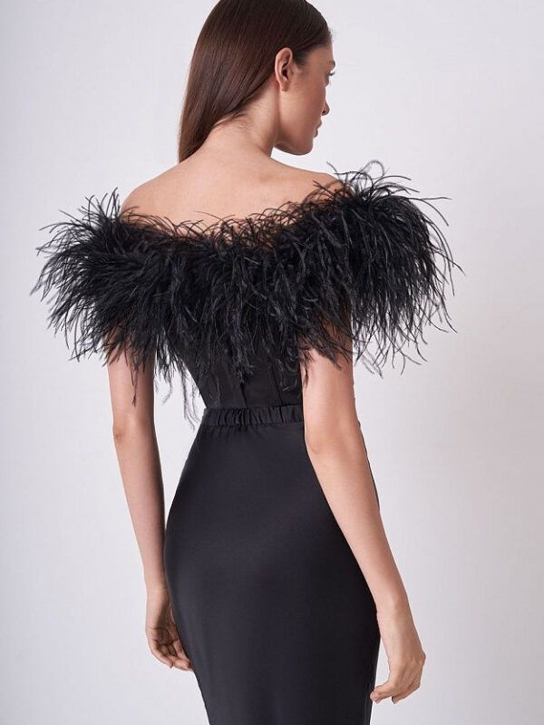 Black Feather Off-Shoulder Bandage Set 2