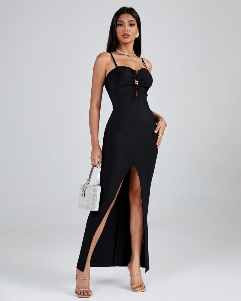 Black Sleeveless Maxi Bandage Dress 1