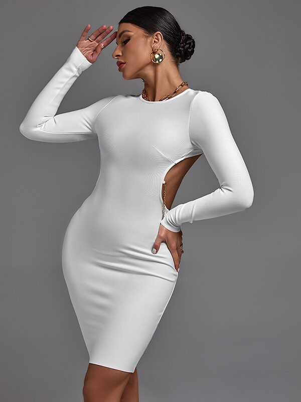 Chain Decorated Long Sleeve Dress 5