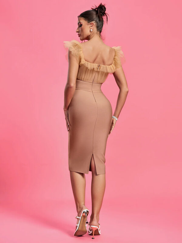 Chiffon Ruched Neck Sleeveless Bodycon Dress 3