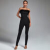 Classy Black Feather Bandage Jumpsuit 10 Classy Black Feather Bandage Jumpsuit 3