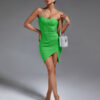 Crystal Draped One Shoulder Dress 7 Crystal Draped One Shoulder Dress Green 2