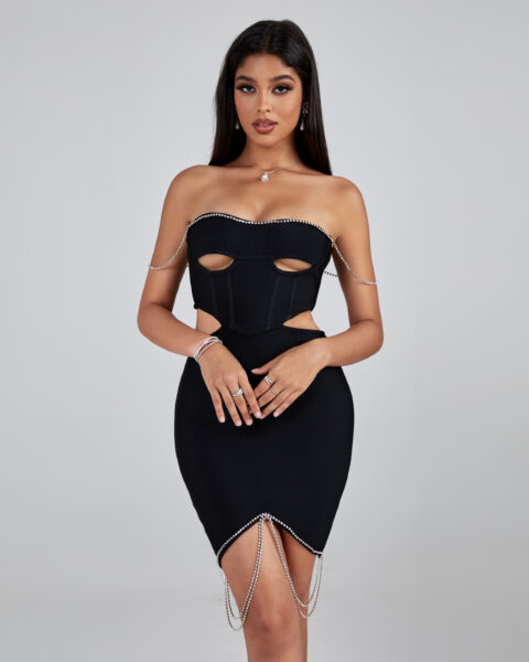 Georgios Crystal Bandage Asymmetrical Dress