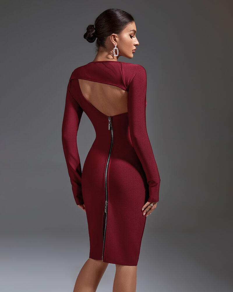 Cutout Long Sleeve Midi Dress 3