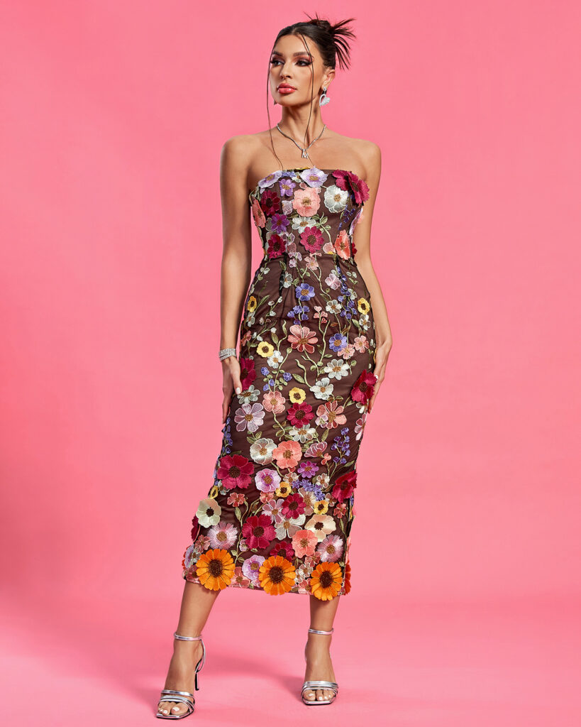 Flower Embroidered Midi Dress 2
