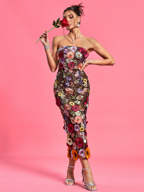 Flower Embroidered Midi Dress 3