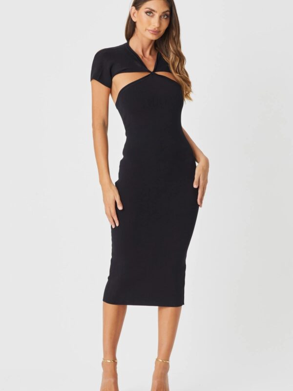 Halter Cut Out Midi Bandage Dress Black 2