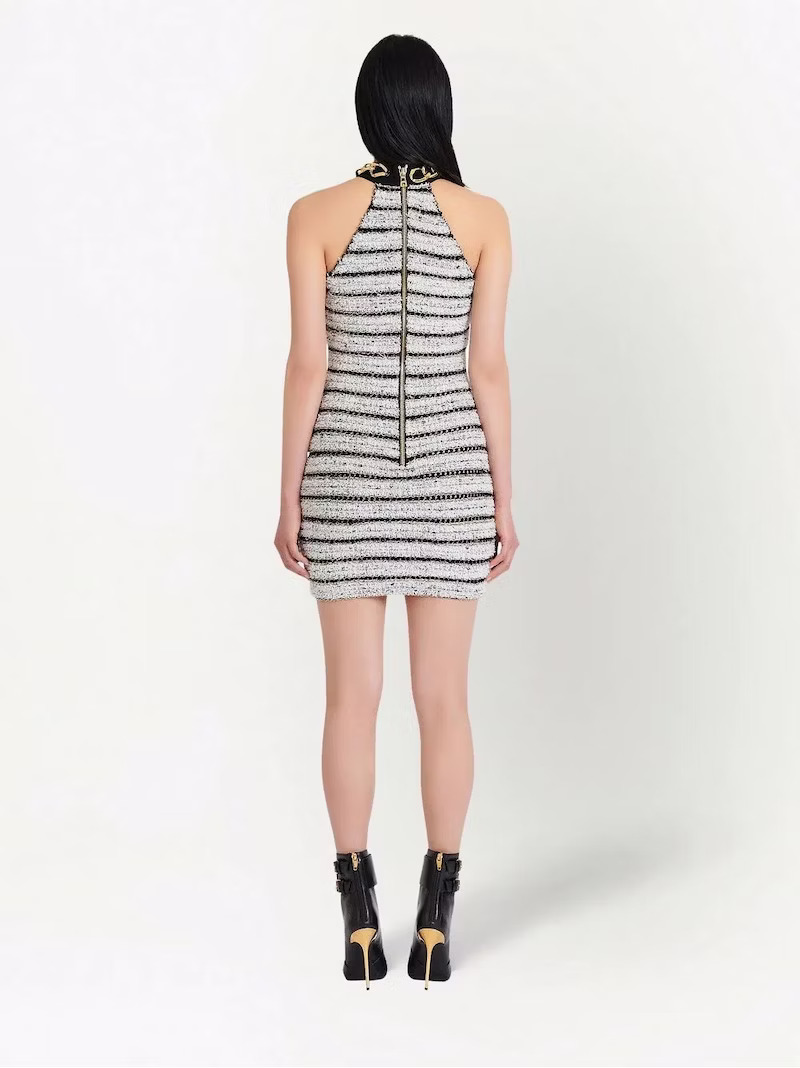 Halterneck Chain Tweed Mini Dress 3