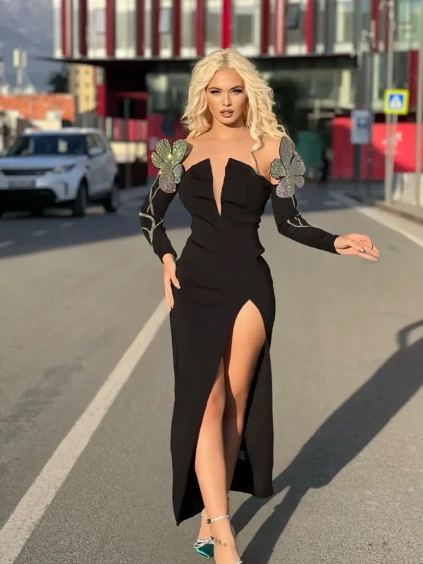 Doula Butterfly Sleeve Luxury Dress