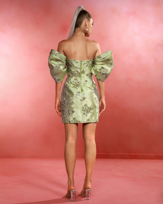 Jacquard off-Shoulder Floral Dress 2